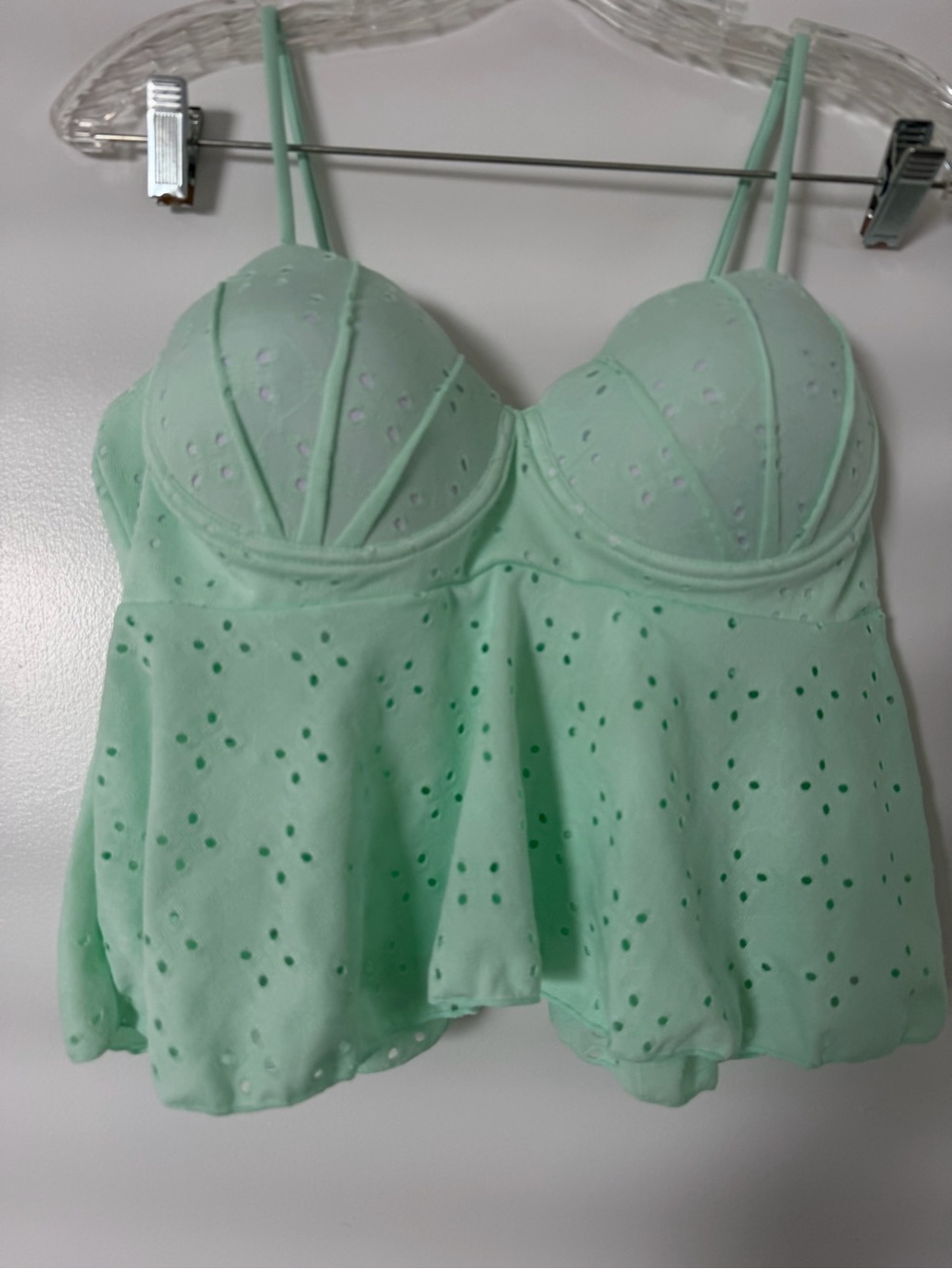 Mint Eyelet Babydoll Camisole with Molded Cups Swimsuit .